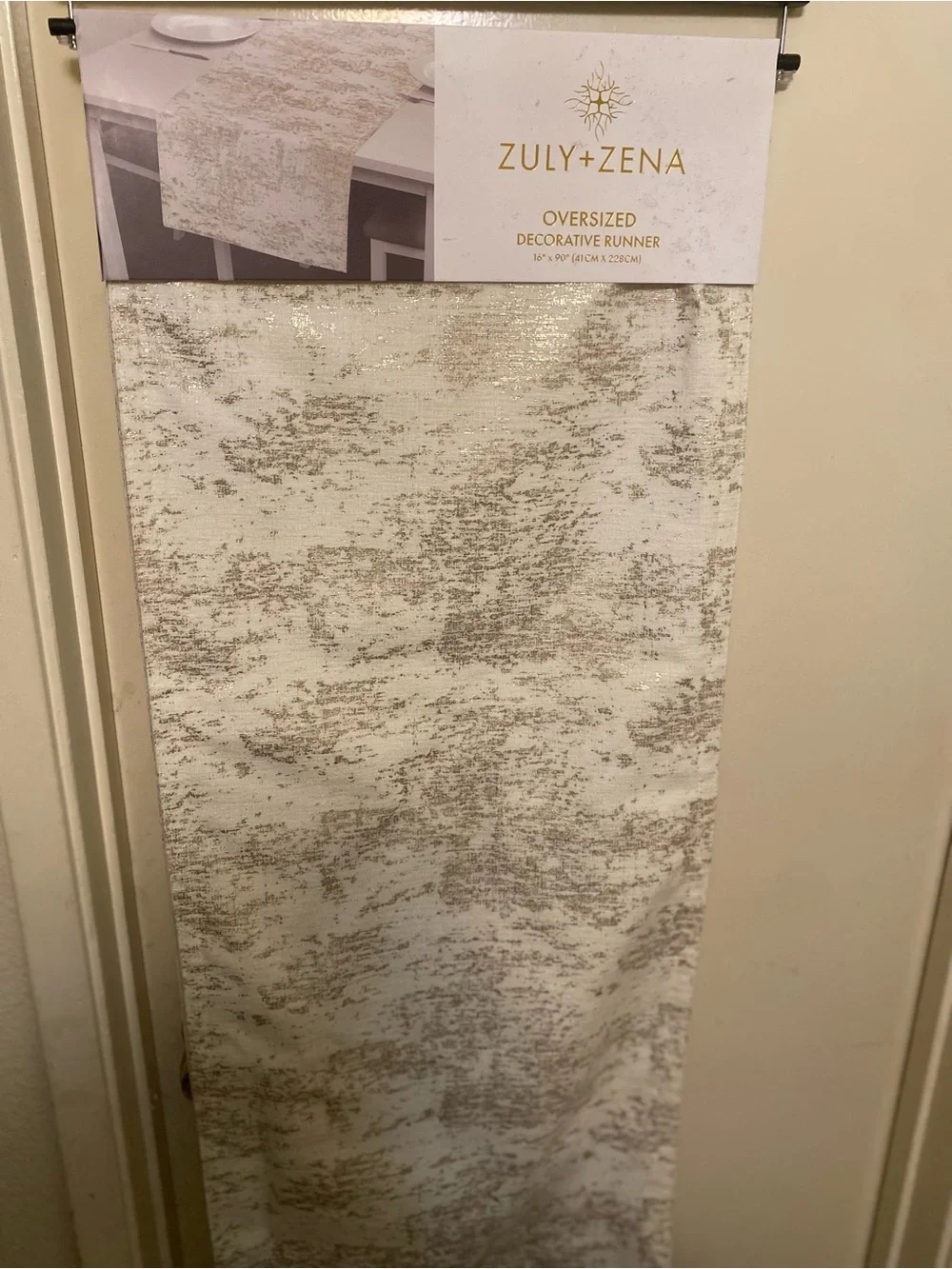 Cream and Gold Oversized Decorative Table Runner